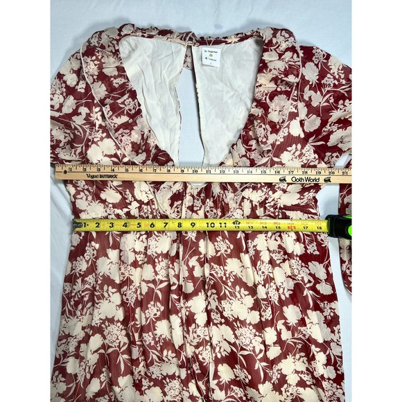 By Together Dress Burgundy Floral Flowy Large Mini - Picture 13 of 16